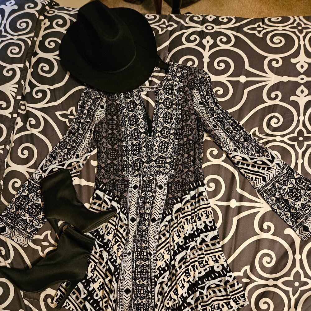 🌸Free People Retro Boho Gauze Cut-Out Dress – Size 2